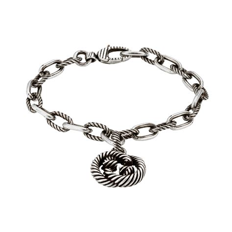 interlocking g silver groumette bracelet.